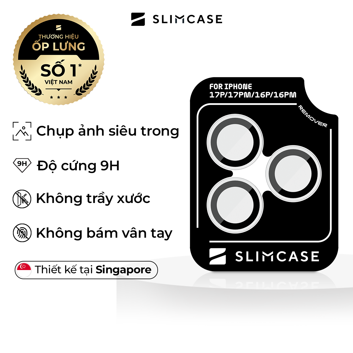 Kính cường lực bảo vệ camera Slimcase cho iPhone 16 Series